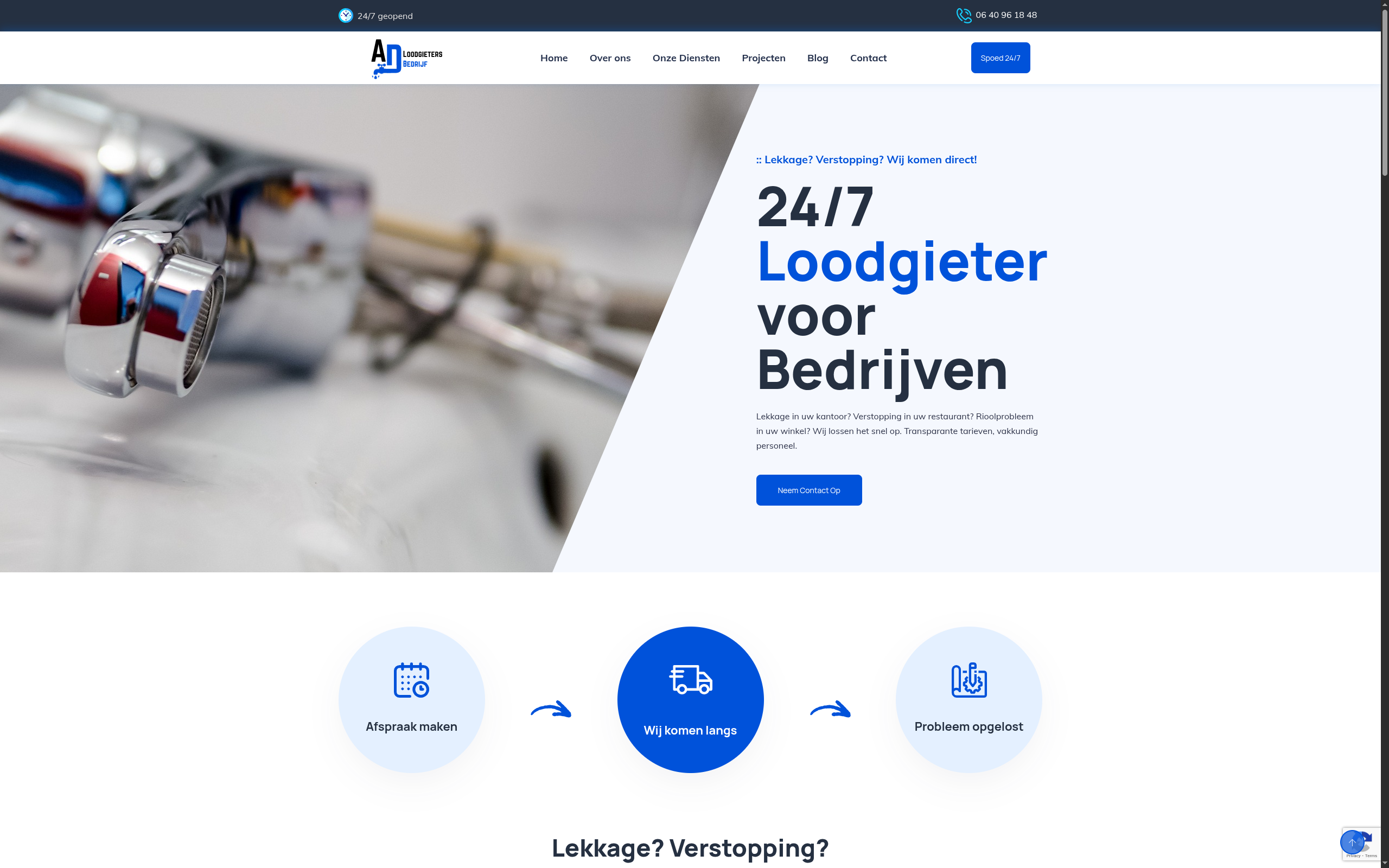 Nieuwe website AD Loodgietersbedrijf na redesign 2024