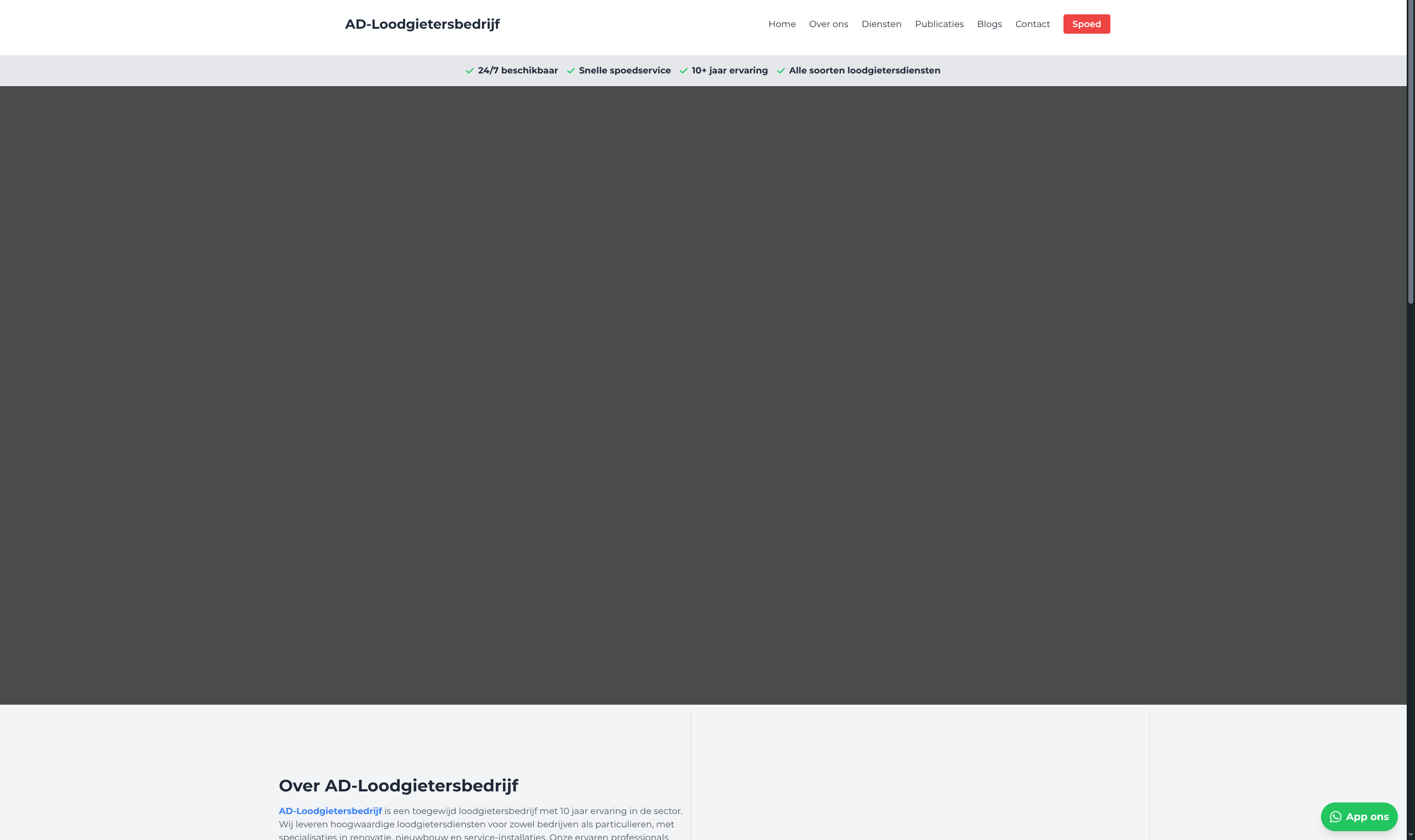 Oude website AD Loodgietersbedrijf voor redesign 2024