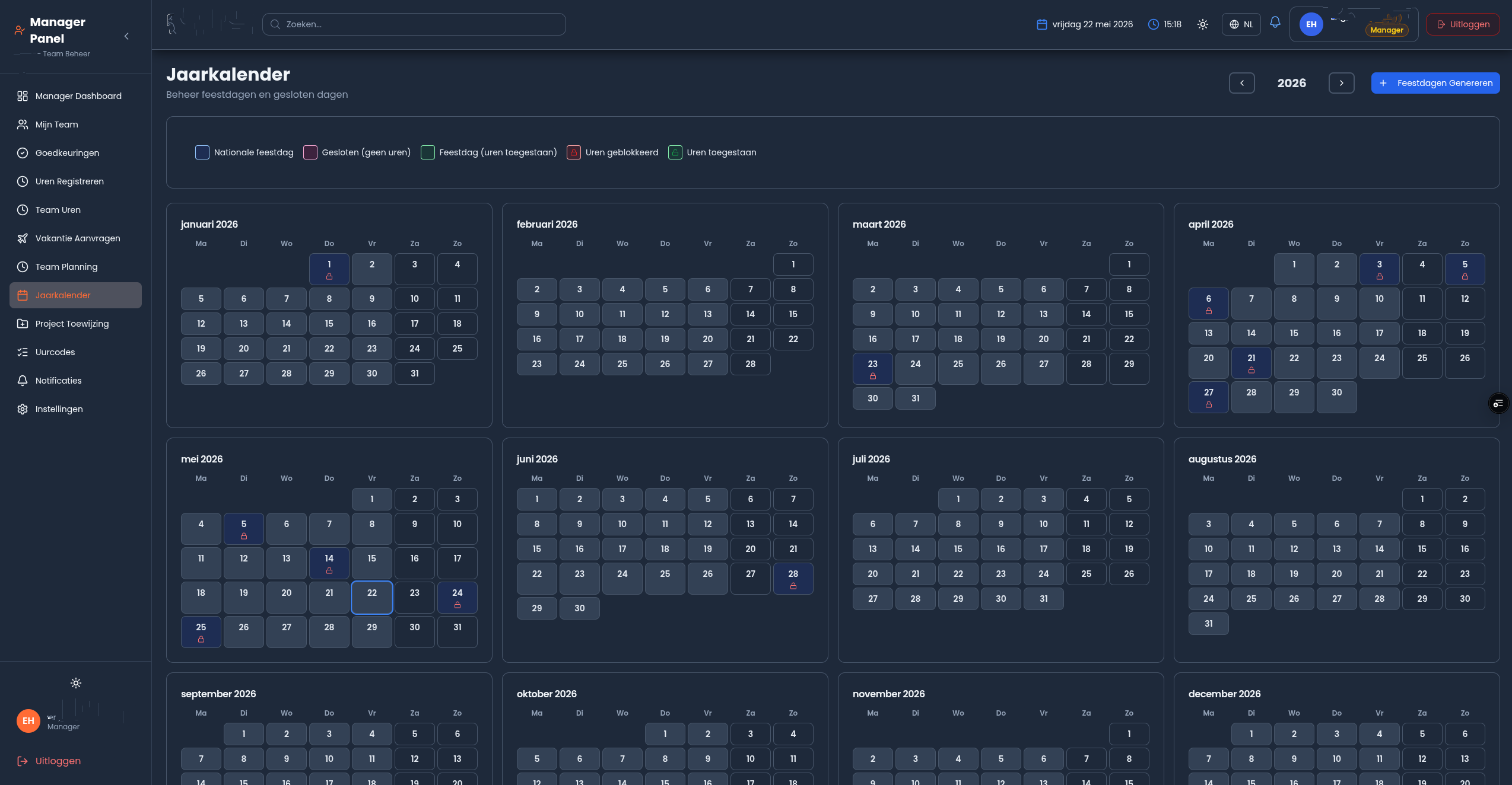 Clockd — Maatwerk software screenshot 3 (mockdata)