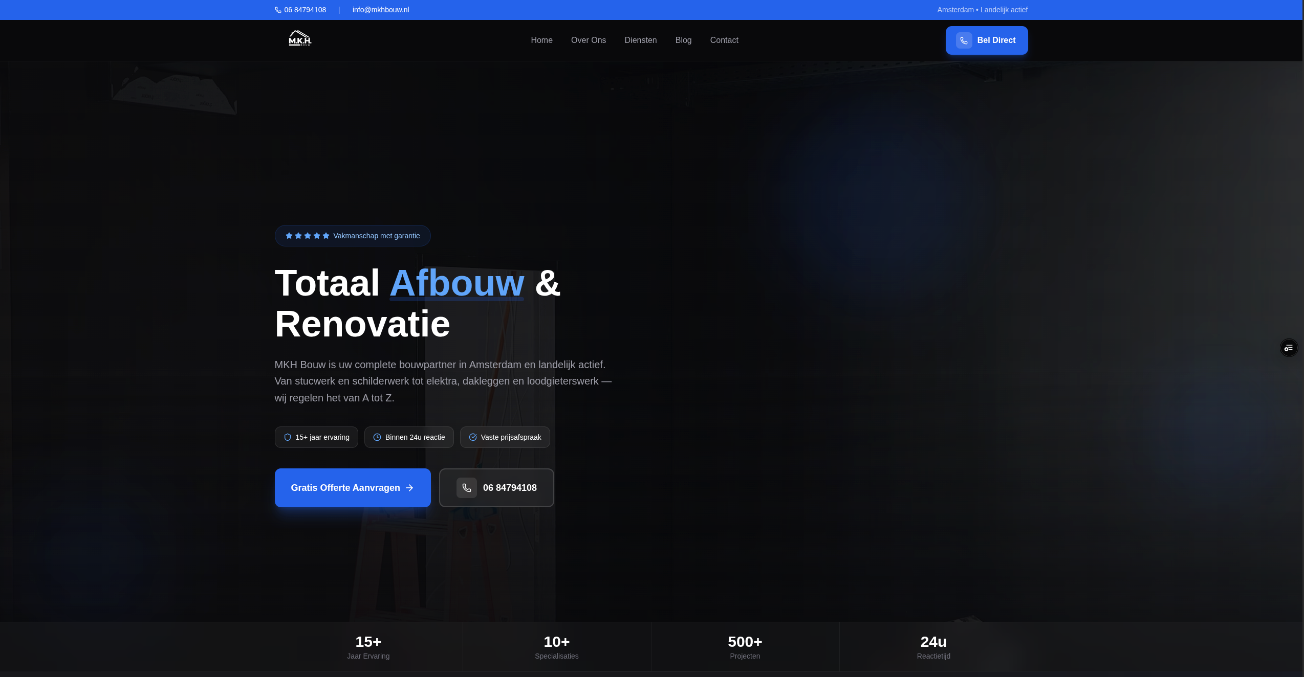MKH Bouw — Bouw & installatie screenshot 1 (mockdata)